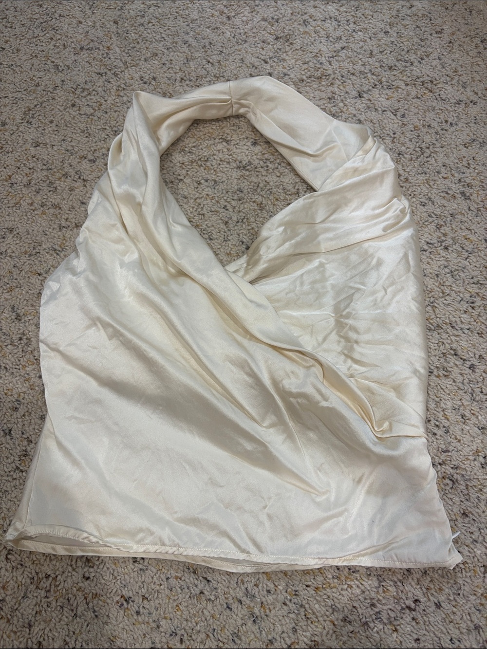 Reformation Cream Satin Halter Top XS